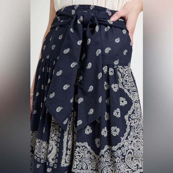THE GREAT Navy Bandana Print Skirt - Picture 4 of 6